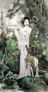 Chinese Beautiful Ladies Painting,69cm x 138cm,3798014-x