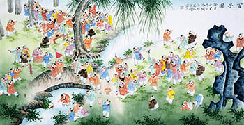 Chinese Boyes Painting,68cm x 136cm,3803021-x