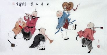 Chinese Boyes Painting,50cm x 100cm,3814012-x