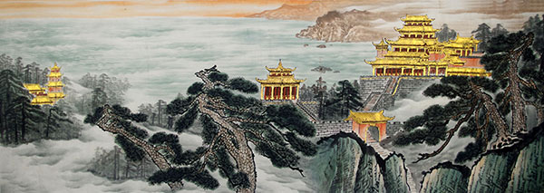 Buildings Pavilions Palaces Towers Terraces,97cm x 245cm(38〃 x 96〃),cyd11123039-z