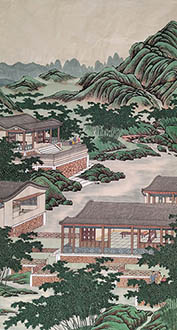 Chinese Buildings Pavilions Palaces Towers Terraces Painting,96cm x 180cm,lzx11188013-x