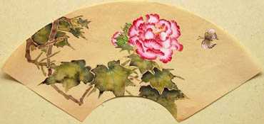 Chinese Cotton Rose Painting,19cm x 27cm,2421003-x