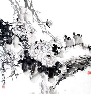 Chinese Cotton Rose Painting,69cm x 69cm,2422001-x