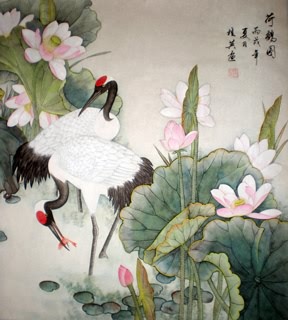 Chinese Crane Painting,69cm x 69cm,4703004-x