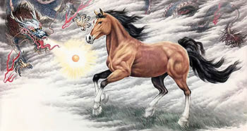 Chinese Dragon Painting,96cm x 180cm,4506004-x