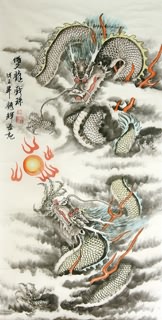 Chinese Dragon Painting,69cm x 138cm,4732015-x