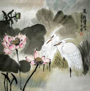 Chinese Egret Painting,66cm x 66cm,2075003-x