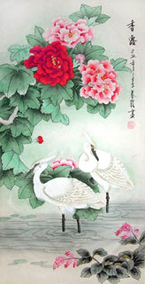 Chinese Egret Painting,55cm x 95cm,2703032-x