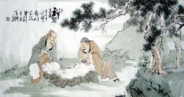 Chinese Gao Shi Play Chess Tea Song Painting,50cm x 100cm,3725006-x