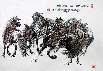 Chinese Horse Painting,70cm x 100cm,tjg41177005-x
