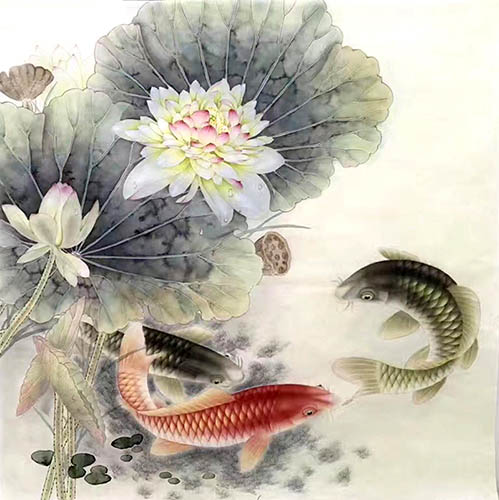 Koi Fish,66cm x 66cm(26〃 x 26〃),2011064-z