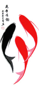 Chinese Koi Fish Painting,30cm x 70cm,2383003-x