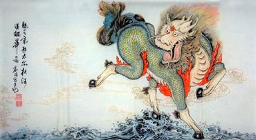 Chinese Kylin Painting,55cm x 100cm,4317001-x