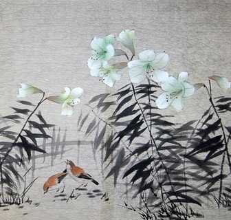Chinese Lily Painting,69cm x 69cm,2322011-x