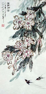 Chinese Lily Painting,34cm x 69cm,2403001-x