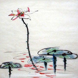 Chinese Lotus Painting,69cm x 69cm,2322007-x