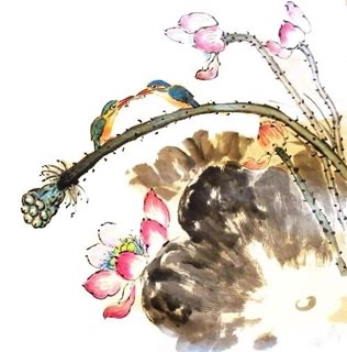 Chinese Lotus Painting,66cm x 66cm,2485028-x