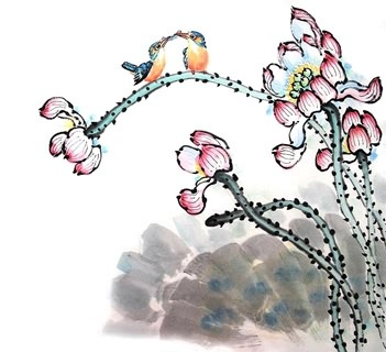 Chinese Lotus Painting,66cm x 66cm,2485029-x