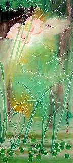 Chinese Lotus Painting,50cm x 100cm,zj21100004-x