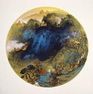 Chinese Mountain and Water Painting,38cm x 38cm,1002007-x