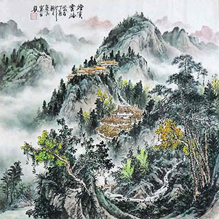 Chinese Mountains Painting,68cm x 68cm,1061058-x