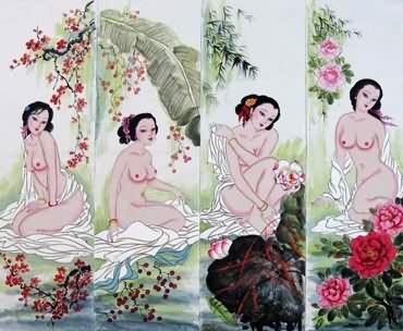 Chinese Nude Girl Painting,33cm x 110cm,3449009-x