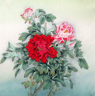 Chinese Peony Painting,66cm x 66cm,2324015-x