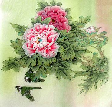 Chinese Peony Painting,66cm x 66cm,2324016-x