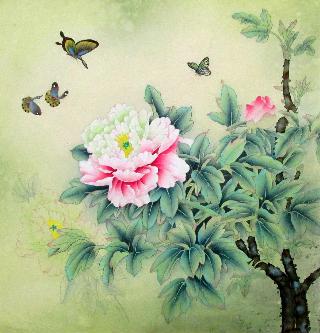Chinese Peony Painting,66cm x 66cm,2324018-x