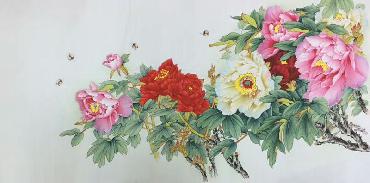 Chinese Peony Painting,66cm x 136cm,2324061-x