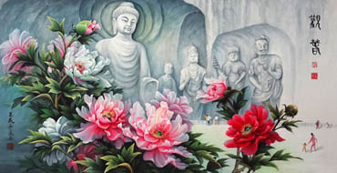 Chinese Peony Painting,67cm x 134cm,2328005-x