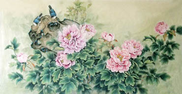 Chinese Peony Painting,66cm x 136cm,2352011-x