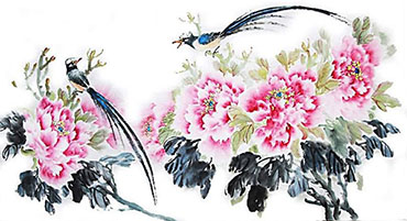 Chinese Peony Painting,50cm x 100cm,2485116-x