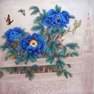 Chinese Peony Painting,69cm x 69cm,2578005-x