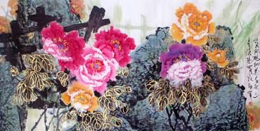 Chinese Peony Painting,66cm x 136cm,2695003-x