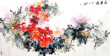 Chinese Peony Painting,69cm x 138cm,csy21097009-x