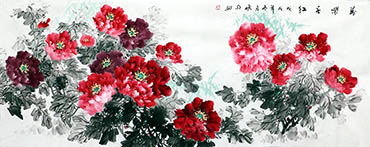 Chinese Peony Painting,70cm x 180cm,cxm21106017-x