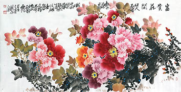 Chinese Peony Painting,69cm x 138cm,jgk21074009-x