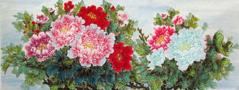 Chinese Peony Painting,70cm x 180cm,lyj21072011-x