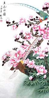 Chinese Pheasant Painting,55cm x 95cm,2391012-x