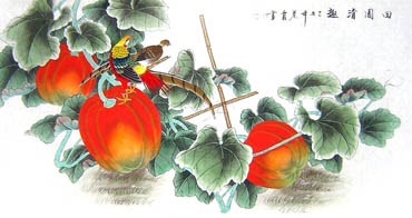 Chinese Pheasant Painting,66cm x 136cm,2703060-x