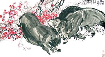 Chinese Pig Painting,97cm x 180cm,4371006-x