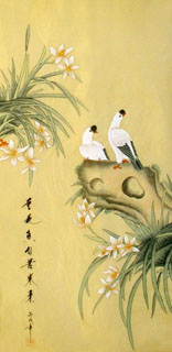 Chinese Pigeon Painting,40cm x 80cm,2336093-x