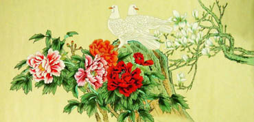 Chinese Pigeon Painting,66cm x 136cm,2383008-x