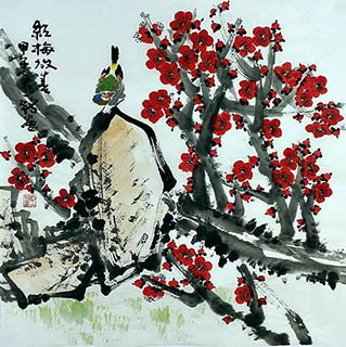 Chinese Plum Blossom Painting,66cm x 66cm,zym21142029-x