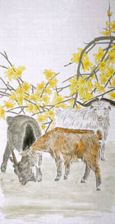 Chinese Sheep Painting,66cm x 130cm,4620006-x