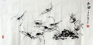 Chinese Shrimp Painting,50cm x 100cm,jzx21080009-x
