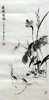 Chinese Shrimp Painting,50cm x 100cm,jzx21080010-x