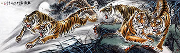 Chinese Tiger Painting,97cm x 325cm,hyf41161006-x