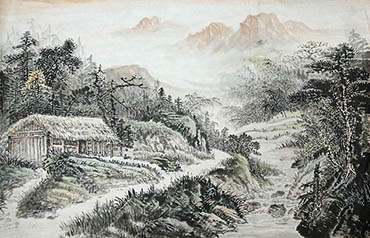 Chinese Village Countryside Painting,45cm x 65cm,1011030-x